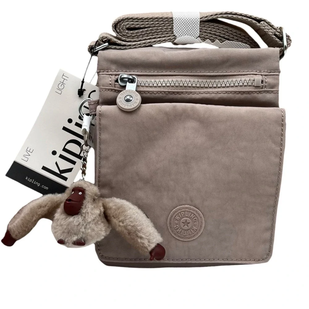 Kipling Eldorado Women's Small Nylon Crossbody Bag Tan Beige Water Resistant